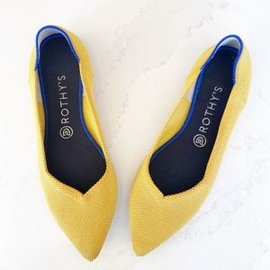 Rothy's Women's 9.5 Yellow Textile Slip On The Point Toe Ballet Flats Shoes